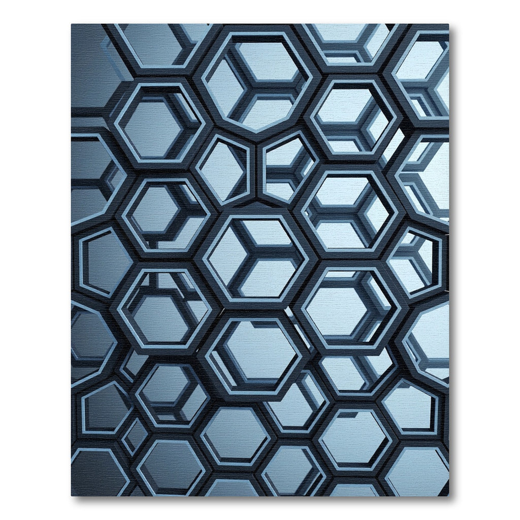 Sophisticated Metallic Gray Interlocking Hexagon Area Rug