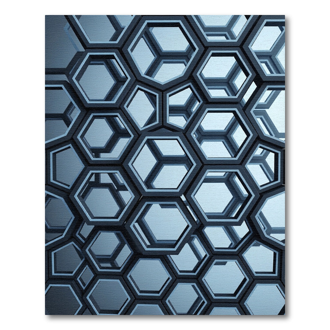Sophisticated Metallic Gray Interlocking Hexagon Area Rug