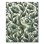 Sage Green Floral Vine Artwork Rug