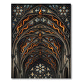 Gothic Arches Fiery Flame Stained Glass Rug