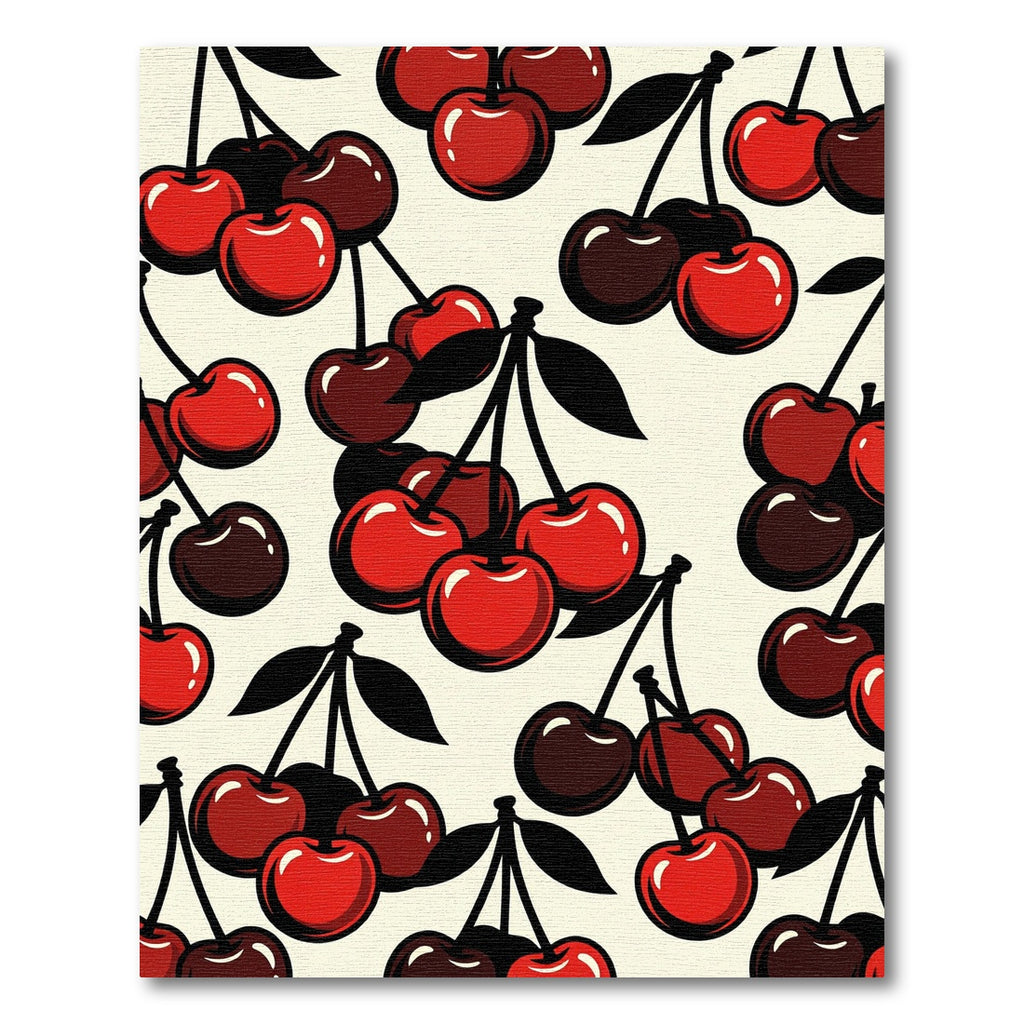 Bold Retro Cherry Fruit Illustration Rug