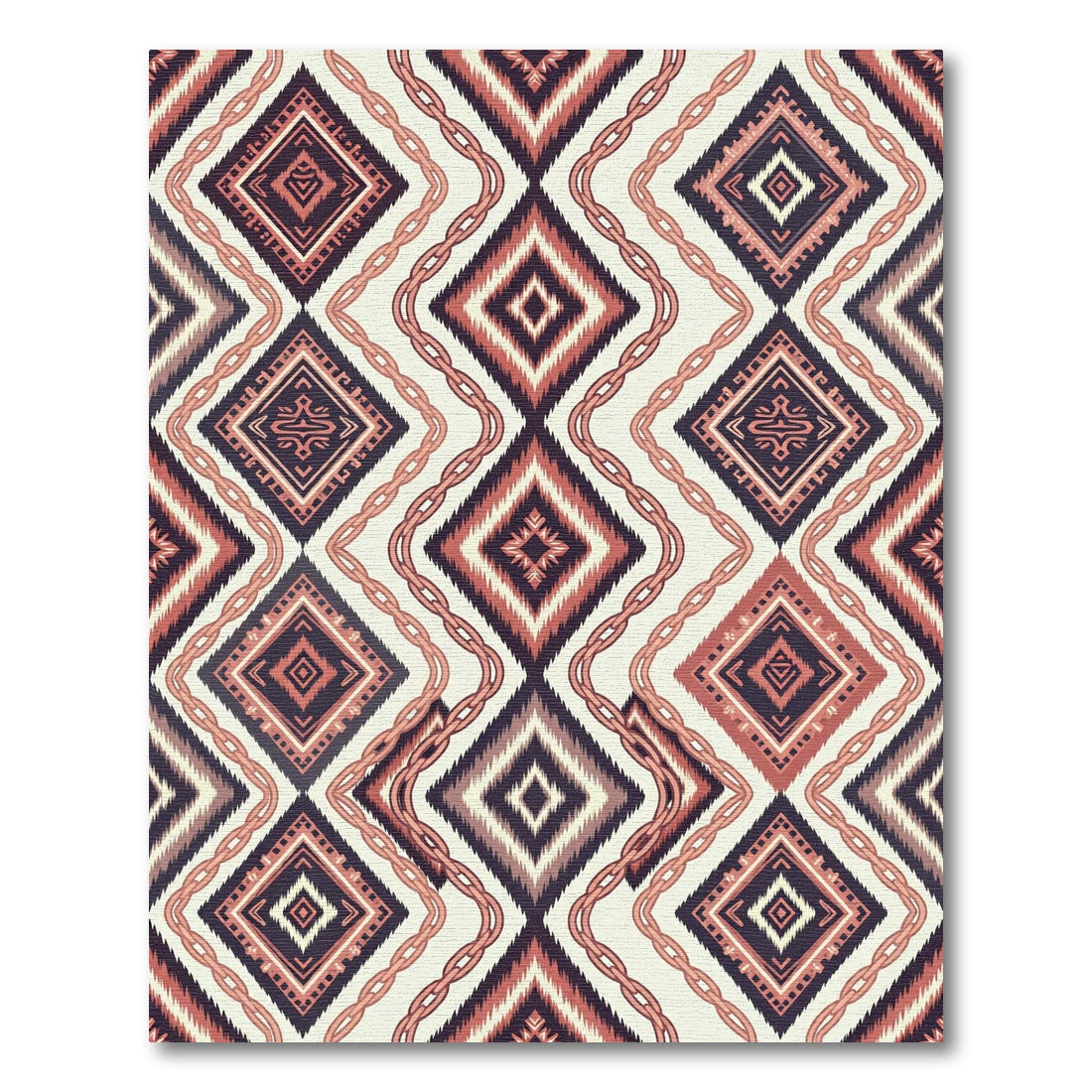 Geometric Diamond Chain Red Rug