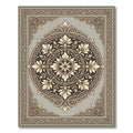 Ornate Tan Floral Medallion Border Rug