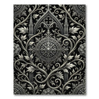 Gothic Silver Ornate Filigree Medallion Rug