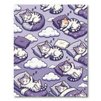 Sleepy Purple Cats and Clouds Rug