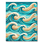 Abstract Teal and Sand Ocean Wave Rug