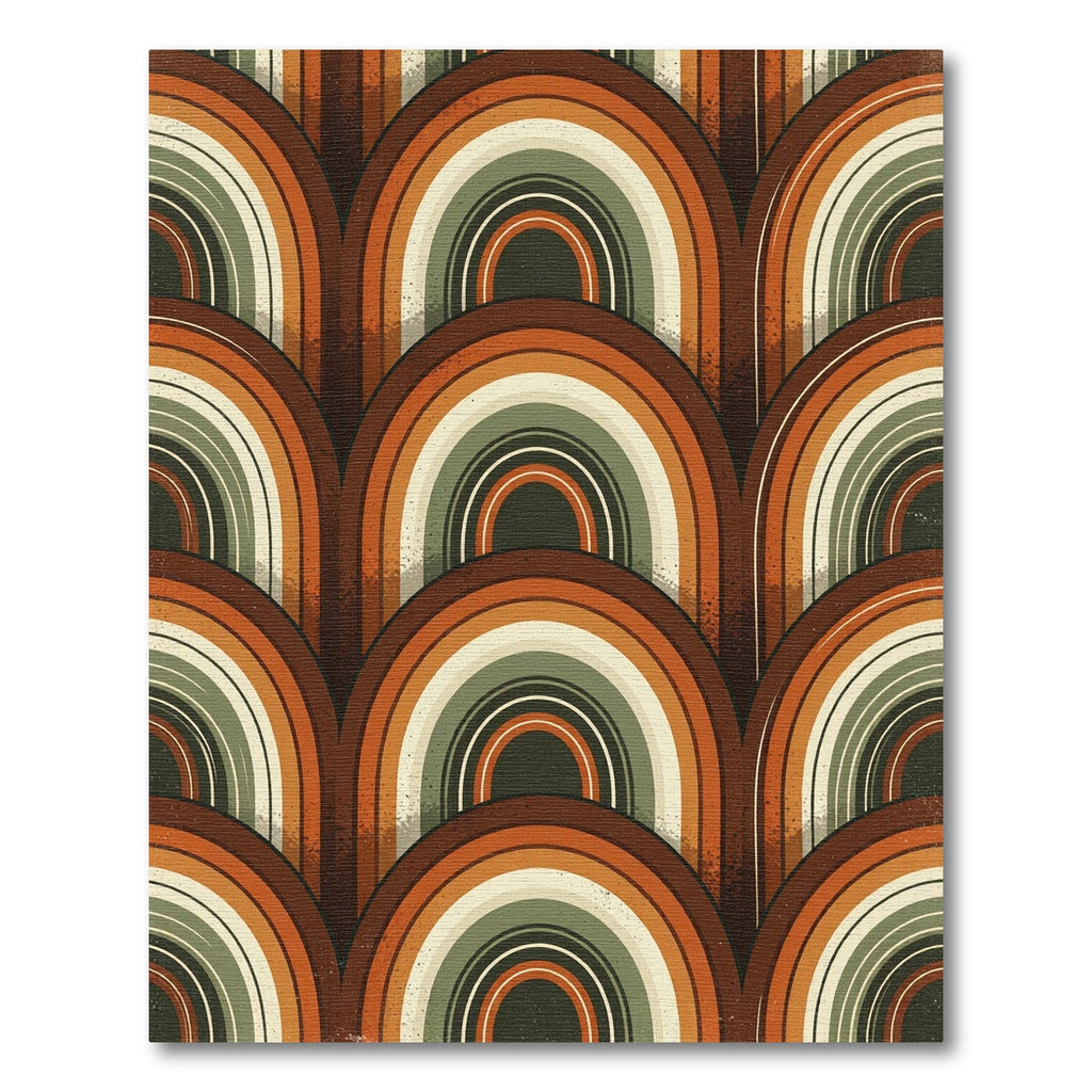 Retro Earthy Tone Arched Rainbow Rug