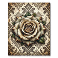 Vintage Cream Rose Damask Rug