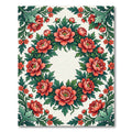 Elegant Red Peony Wreath Floral Art Rug