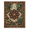 Tropical Botanical Medallion Deep Earthy Accent Rug