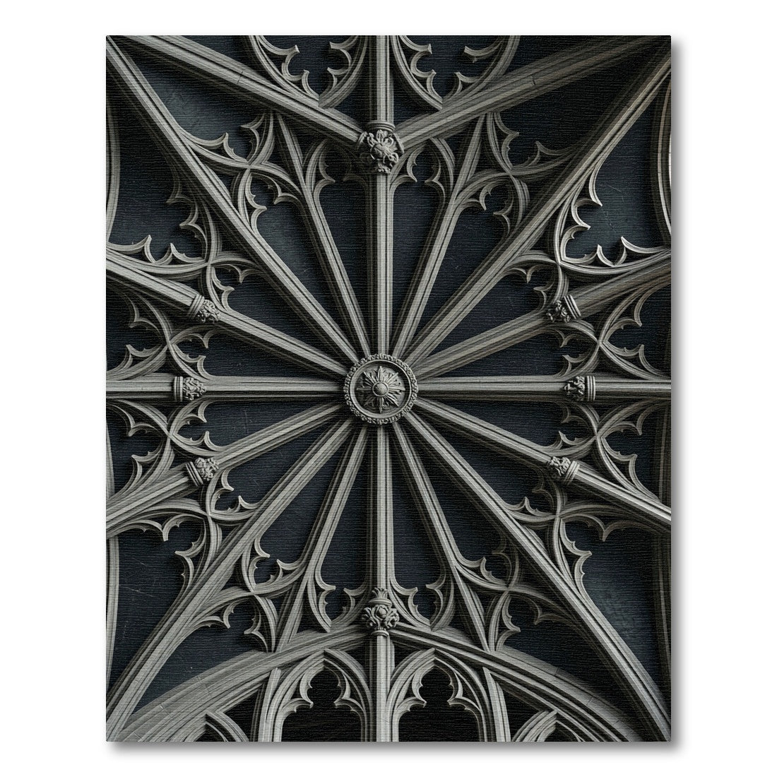 Gothic Charcoal Starburst Cathedral Medallion Rug