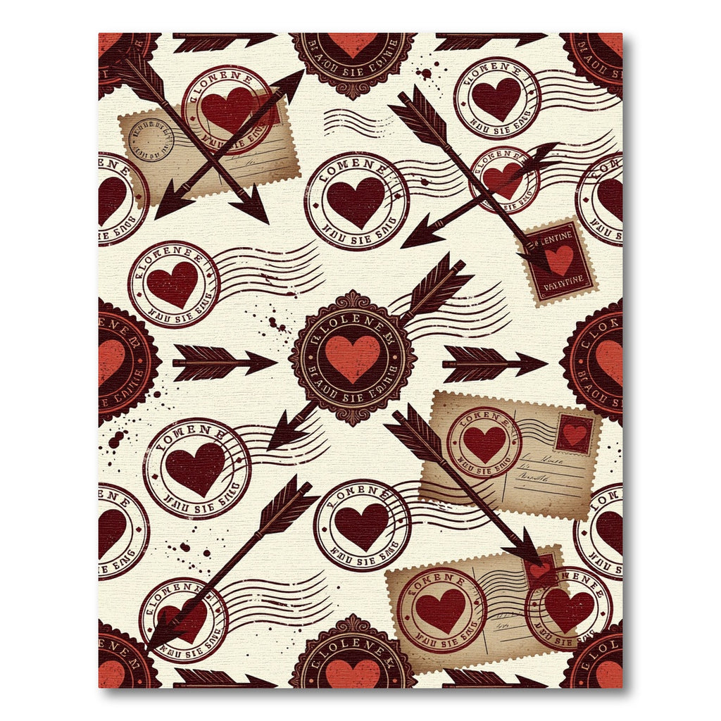 Vintage Heart Arrows Postmark Postcard Rug