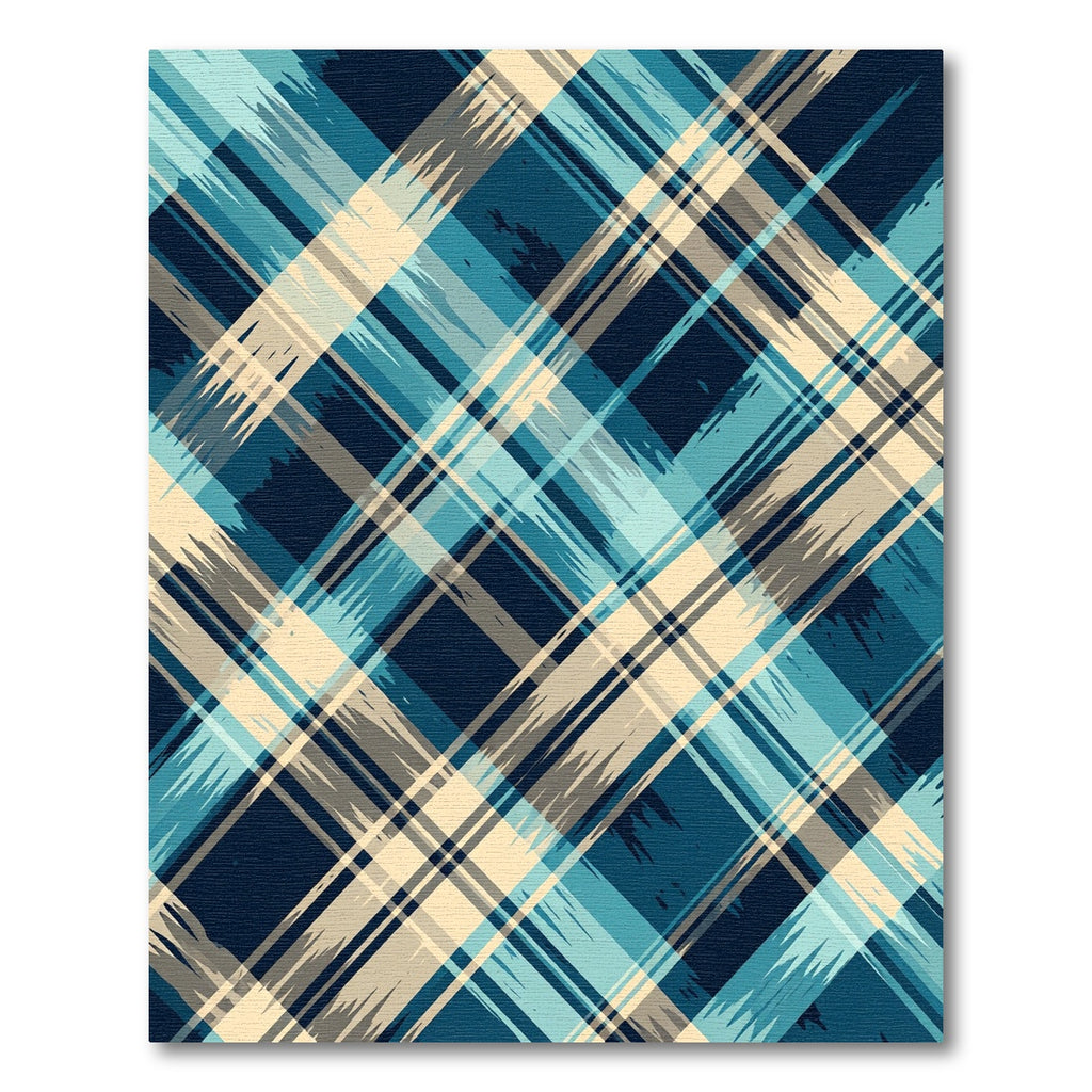 Coastal Blue Plaid Strokes Rug