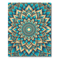 Teal and Gold Radiant Petal Mandala Rug