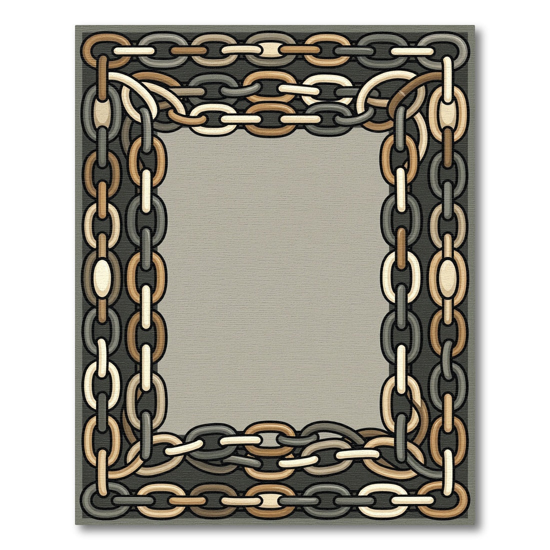 Rustic Interlocked Chain Border Rug