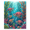 Vibrant Underwater Sea Turtle Kelp Life Rug