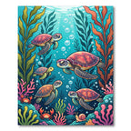 Vibrant Underwater Sea Turtle Kelp Life Rug