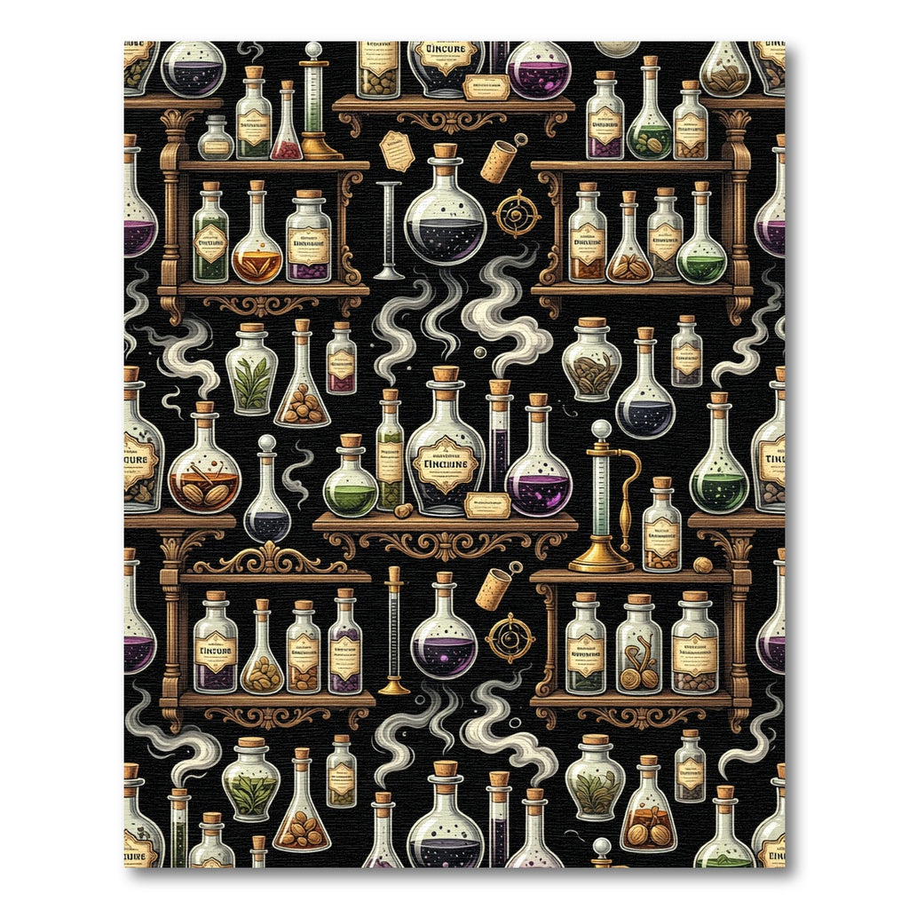 Alchemy Potion Bottles Dark Gothic Aesthetic Rug