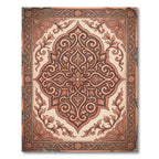 Ornate Copper Floral Damask Scrollwork Rug