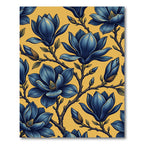 Deep Blue Magnolia Botanical Gold Rug