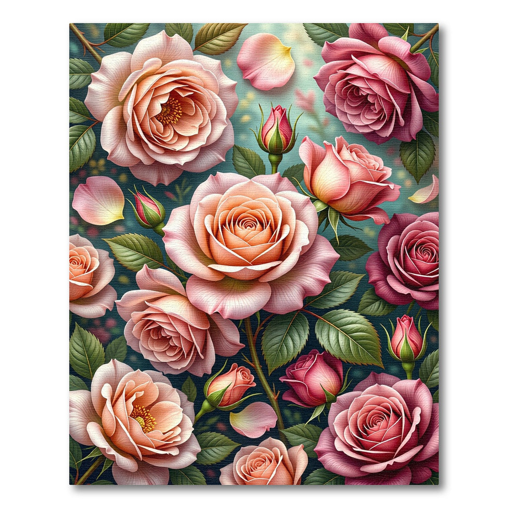 Coral Pink Rose Garden Bloom Rug