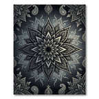 Monochromatic Floral Paisley Mandala Rug