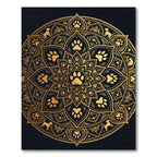 Golden Paw Black Petal Mandala Rug