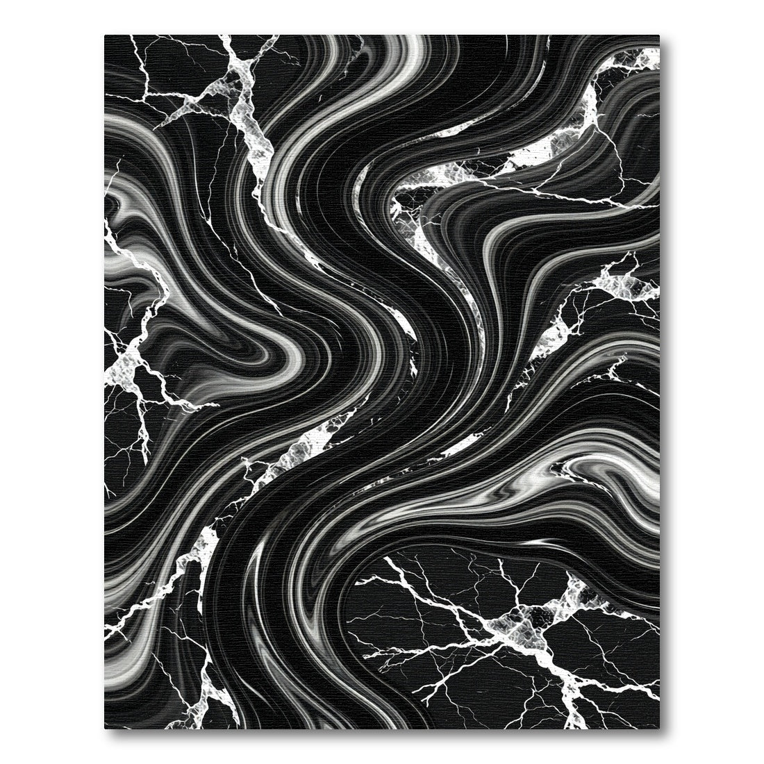 Black White Swirling Marble Texture Rug