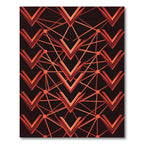 Abstract Geometric Red Chevron Network Rug