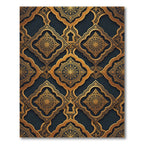 Ornate Gold Filigree Embossed Medallion Rug