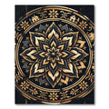 Black and Gold Celestial Floral Mandala Rug
