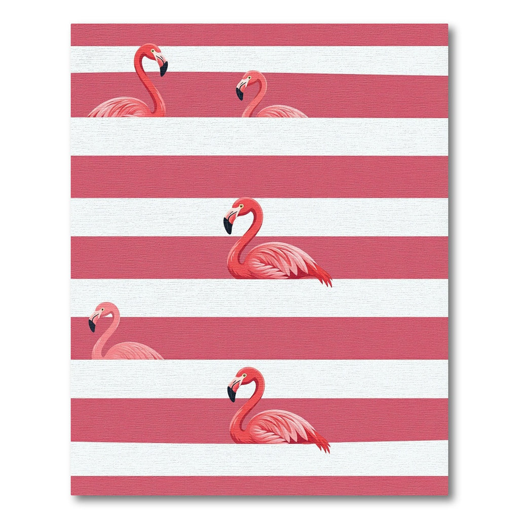 Coral Pink Flamingo Stripe Pattern Rug