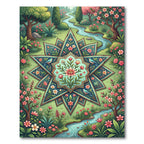 Botanical Star Medallion Spring Garden Rug