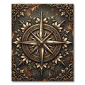Vintage Compass Rose Antique Bronze Scroll Rug