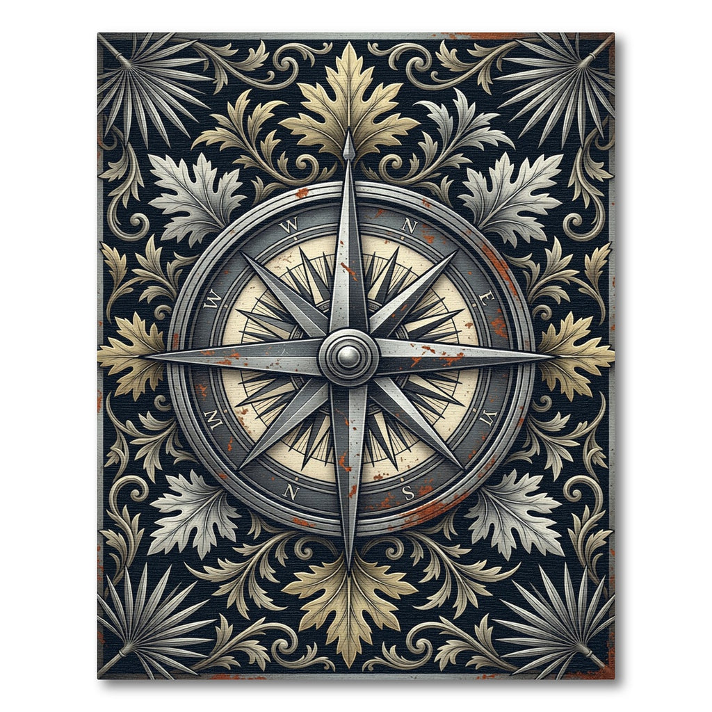 Vintage Compass Foliage Medallion Rug