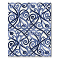 Elegant Navy Blue Interlocking Scroll Rug