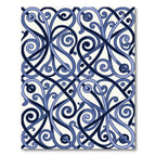 Elegant Navy Blue Interlocking Scroll Rug
