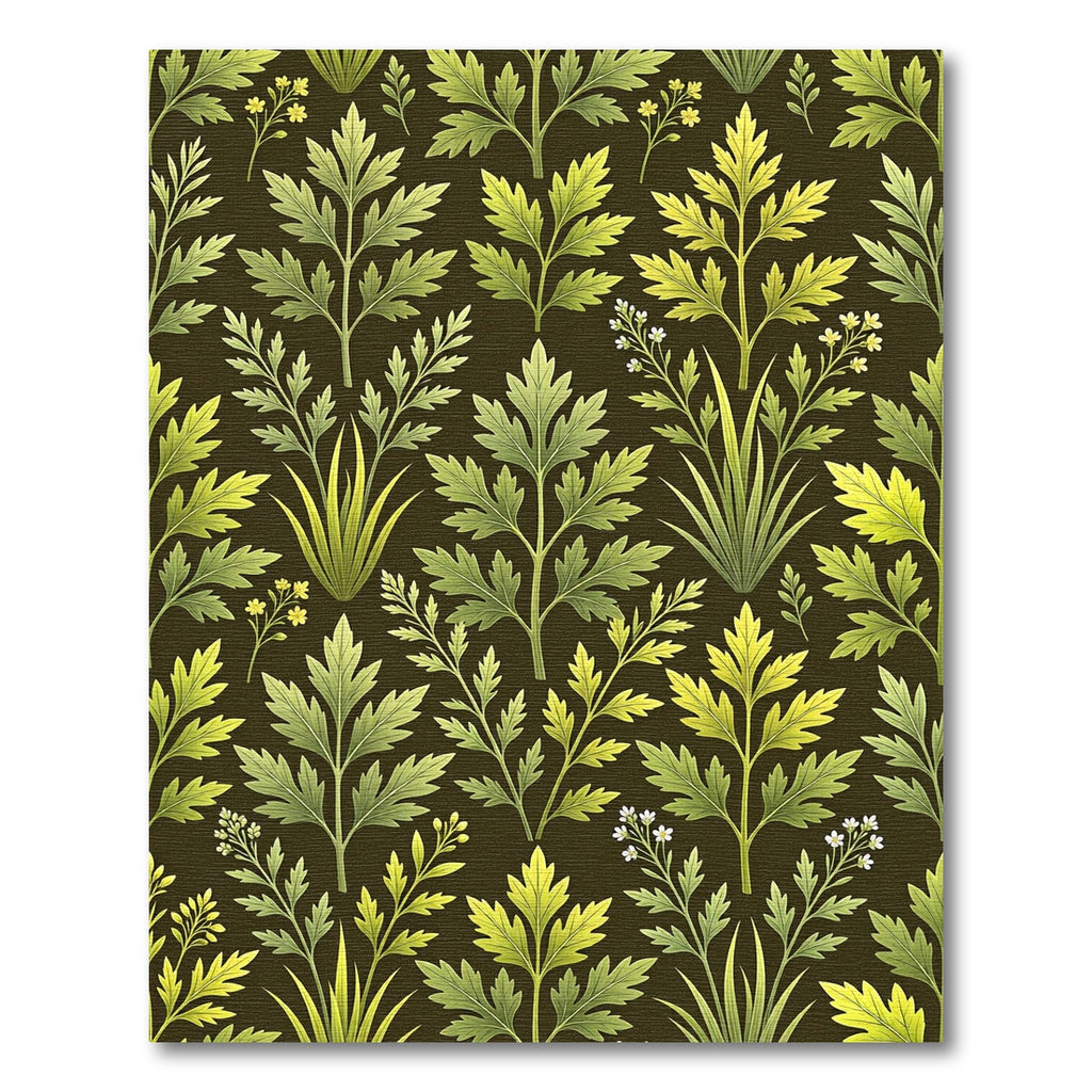Green Leafy Botanical Floral Garland Rug