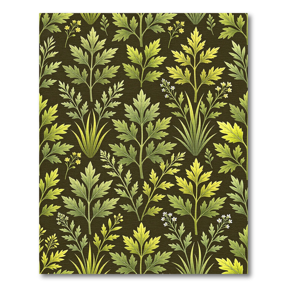 Green Leafy Botanical Floral Garland Rug