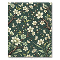 Elegant White Cherry Blossom Teal Rug