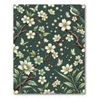 Elegant White Cherry Blossom Teal Rug