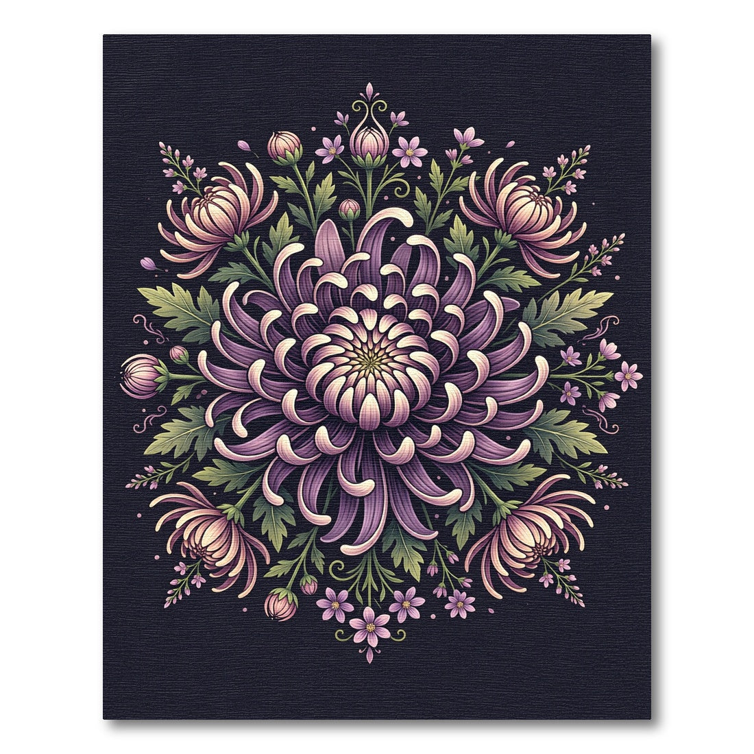 Purple Chrysanthemum Garden Medallion Rug