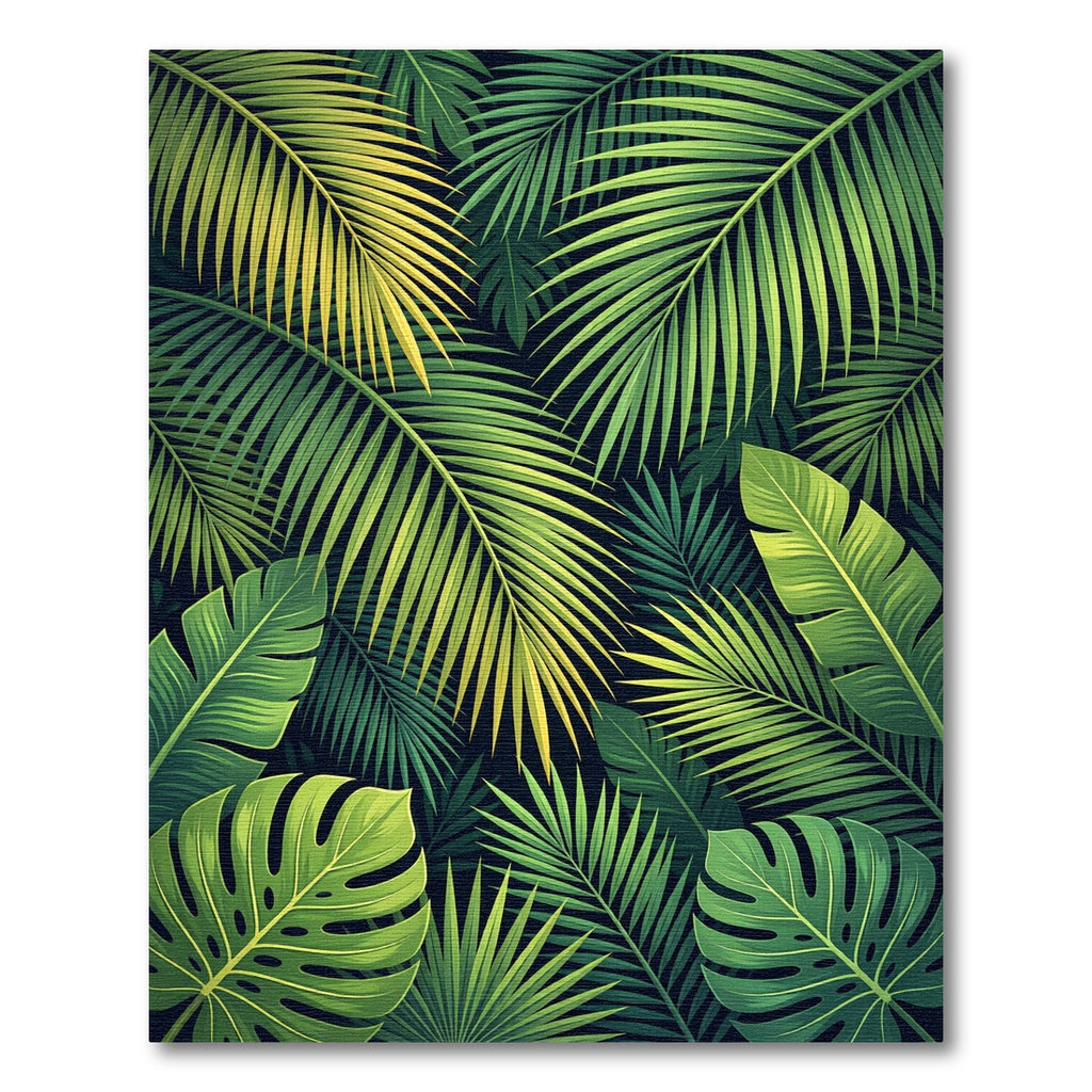 Verdant Jungle Leaf Arrangement Rug