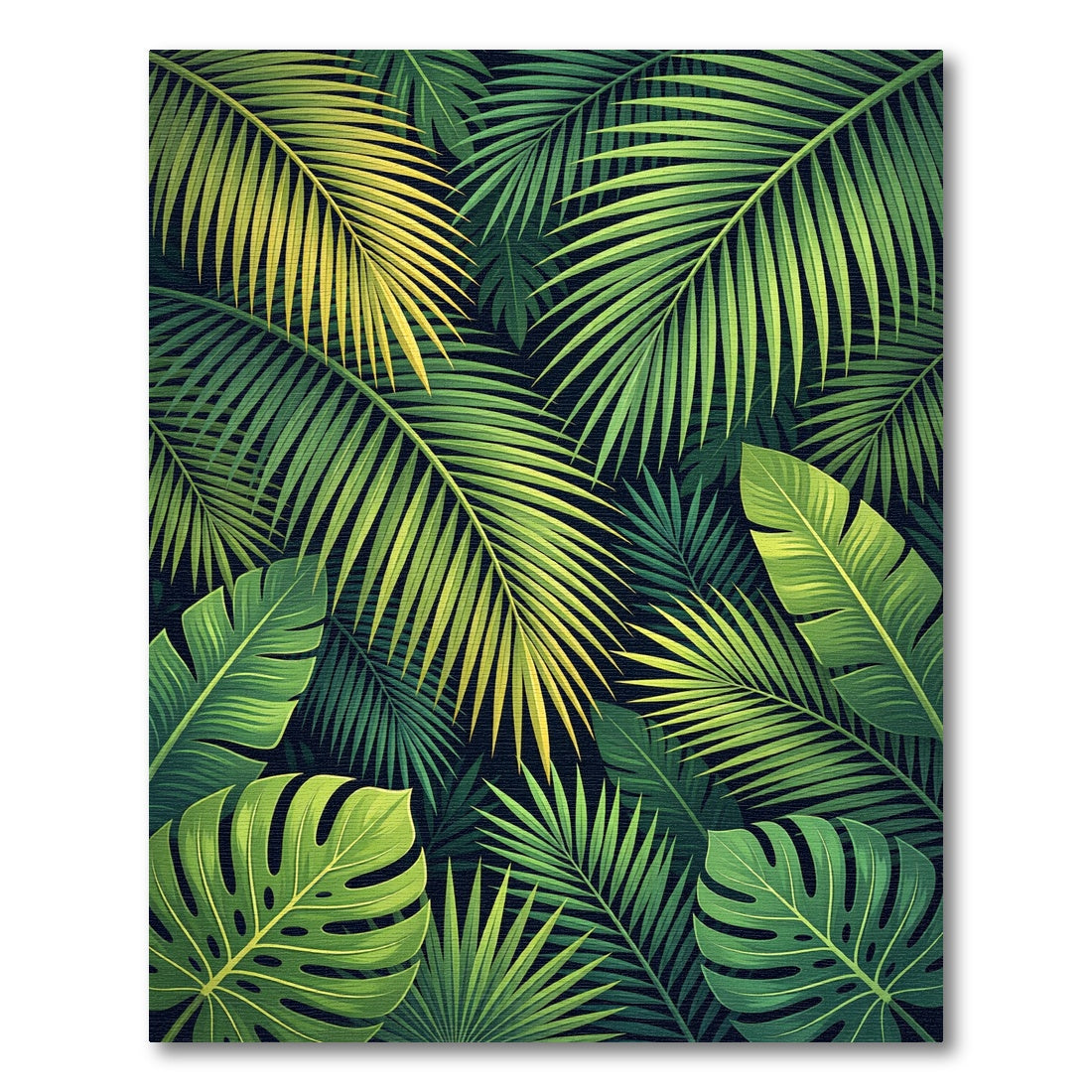 Verdant Jungle Leaf Arrangement Rug