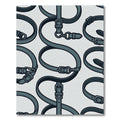 Modern Navy Leather Belt Loop Grid Rug
