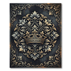 Ornate Royal Crown Gold Floral Medallion Rug