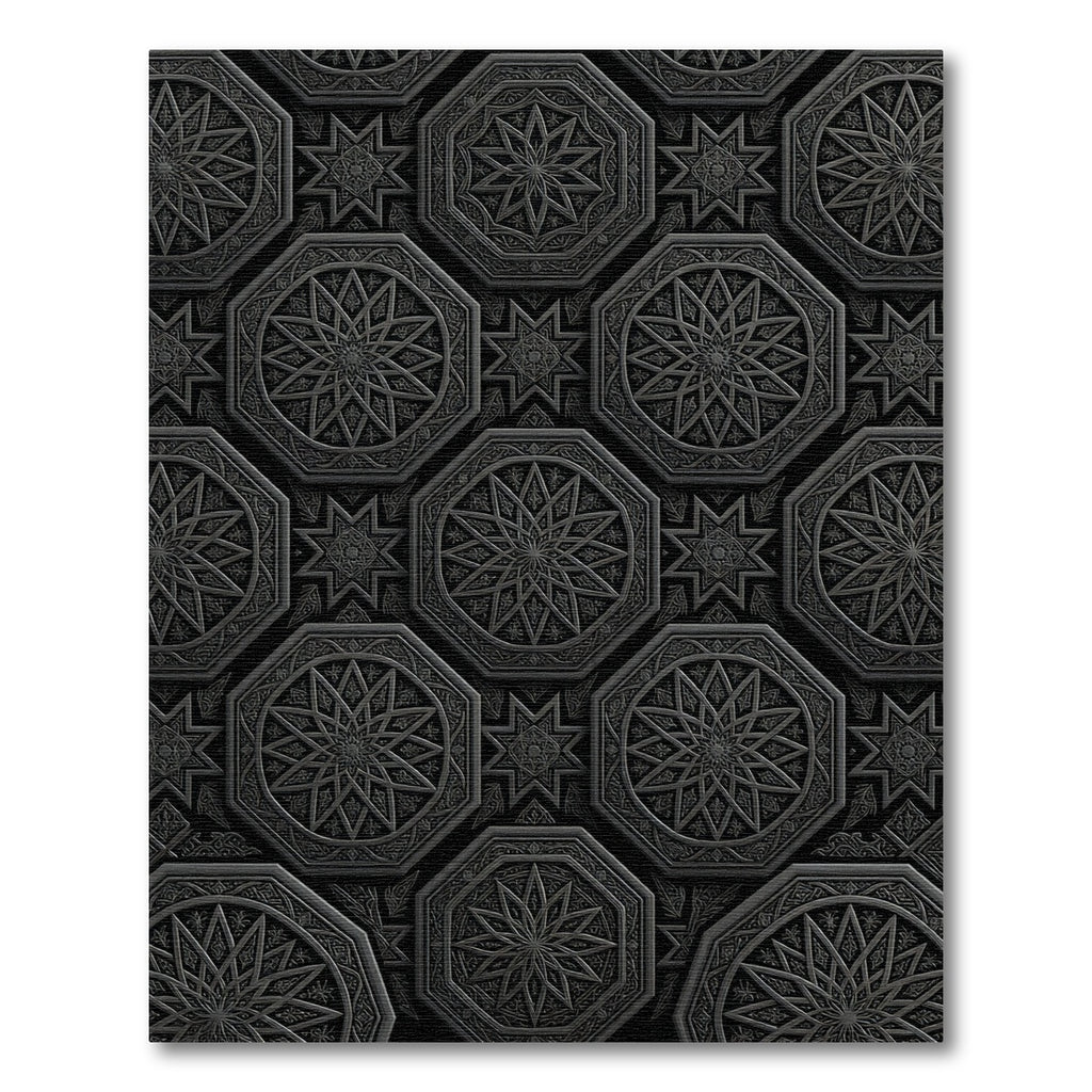 Dark Gray Intricate Octagonal Star Rug