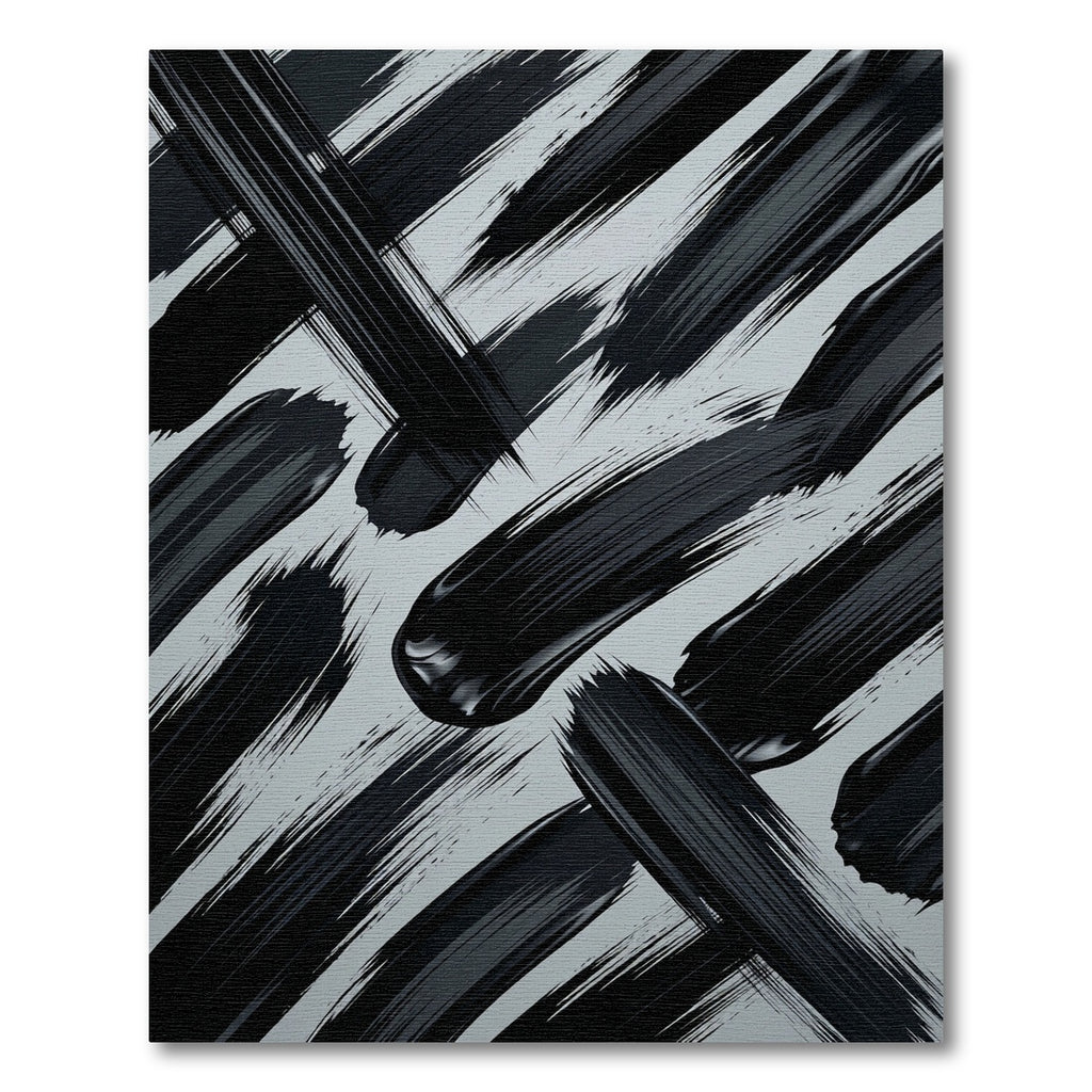 Modern Abstract Black Ink Brushstroke Rug