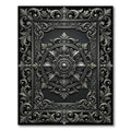 Ornate Silver Floral Rectangle Medallion Rug