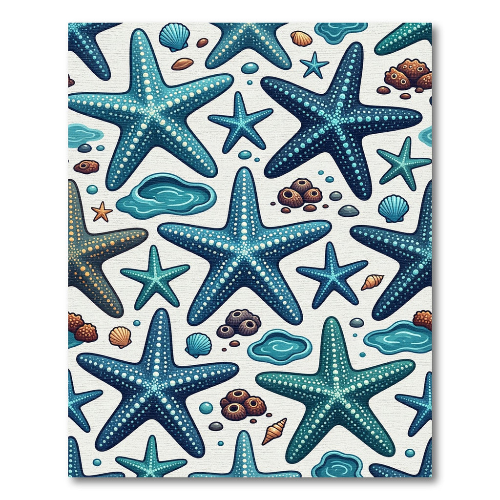Teal Starfish and Seashell Coastal Ocean Rug